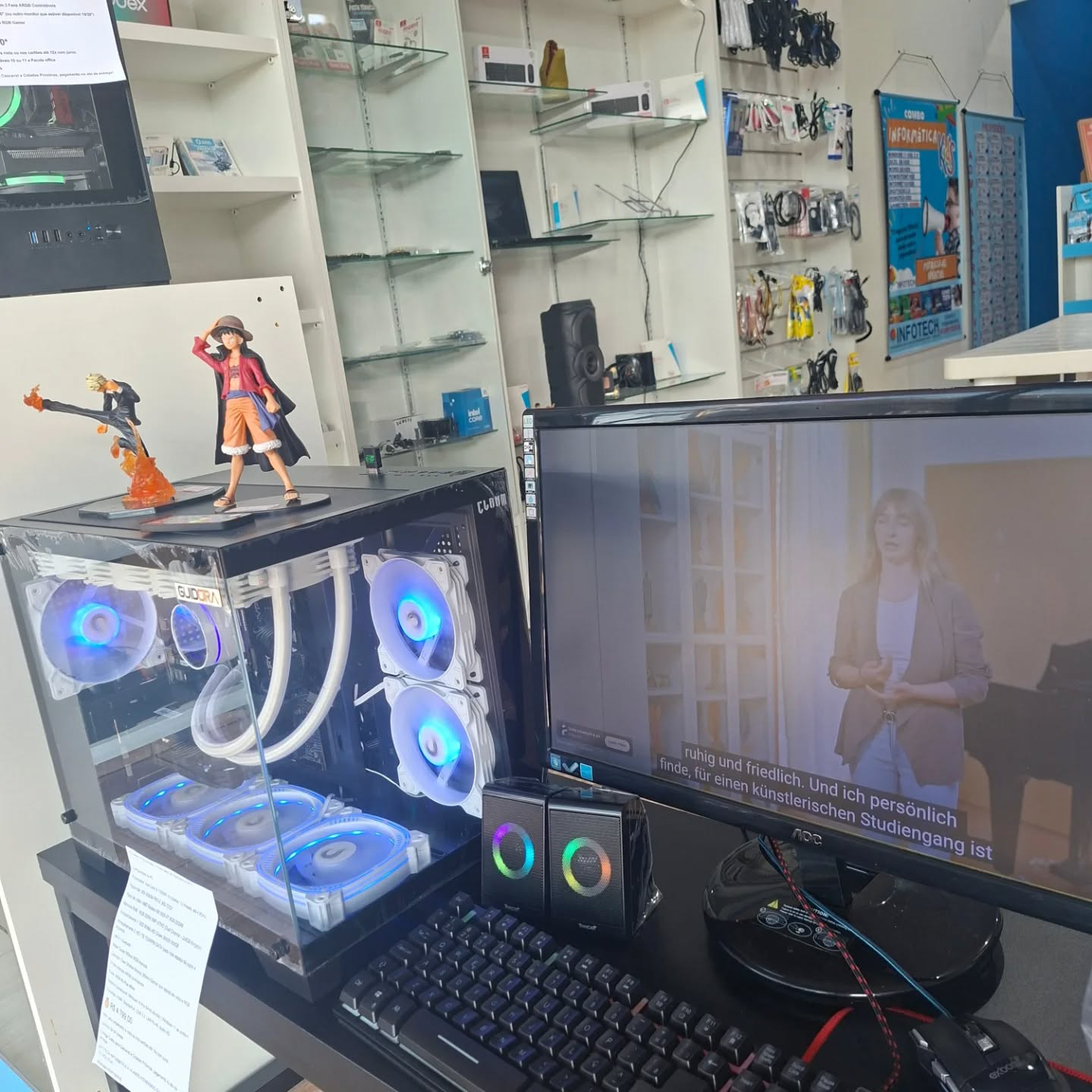 Setup completo com PC, monitor e caixas de som à venda na Infotech Corbélia